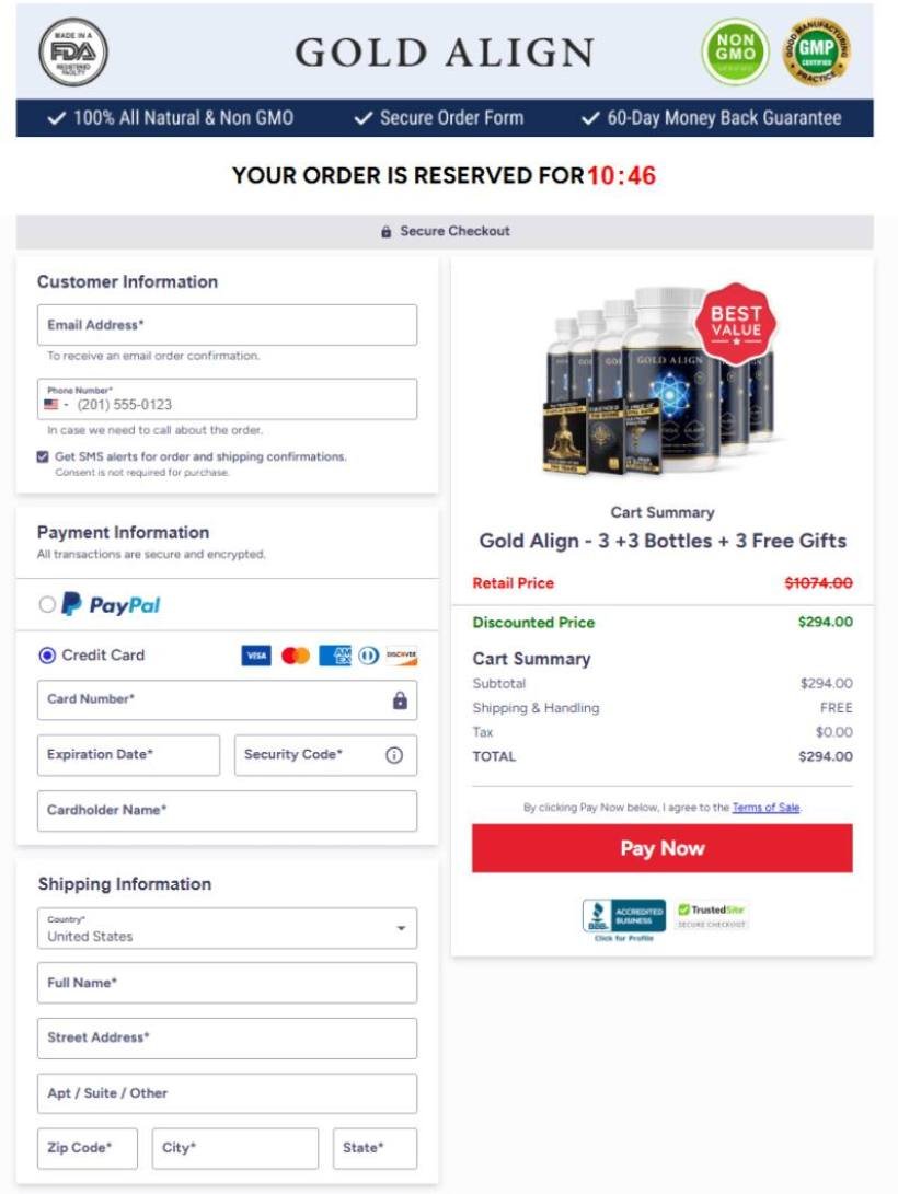 Gold Align checkout protected with secure encryption badge